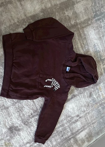 Kahverengi Kapüşonlu Erkek Çocuk Sweatshirt