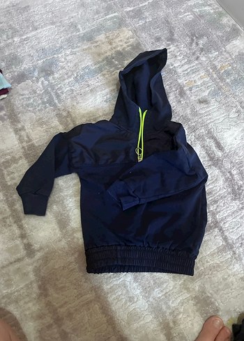 18-24 Ay Beden Erkek Kapüşonlu lacivert Fermuarlı Sweatshirt