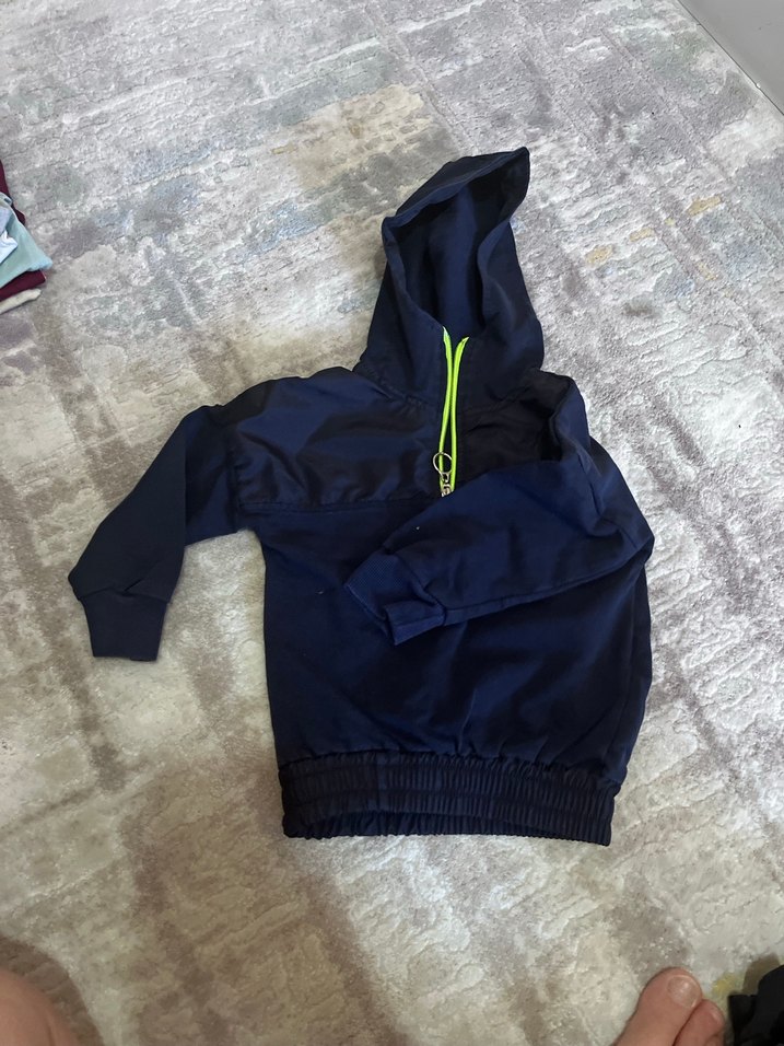 Erkek Kapüşonlu lacivert Fermuarlı Sweatshirt - Görsel 2