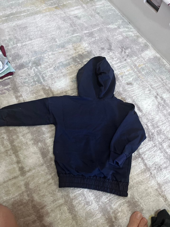 Erkek Kapüşonlu lacivert Fermuarlı Sweatshirt - Görsel 3