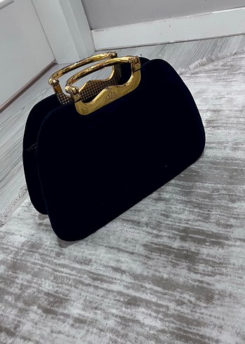 Lacivert Süet Vintage Tokalı Kadın Çanta - Görsel 2