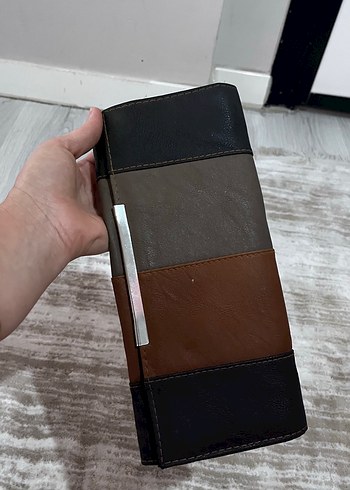 Kahverengi Siyah Deri Kadın Portföy Cüzdan/Çanta - Görsel 4