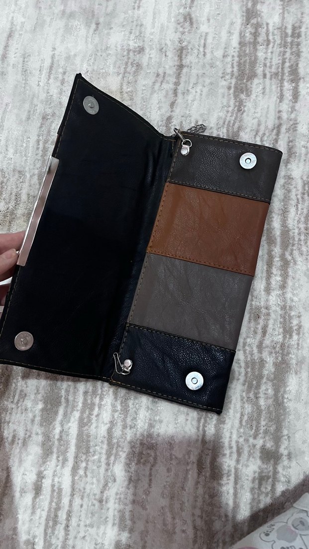 Kahverengi Siyah Deri Kadın Portföy Cüzdan/Çanta - Görsel 2