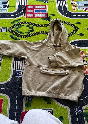 Kapüşonlu Bej Erkek Sweatshirt