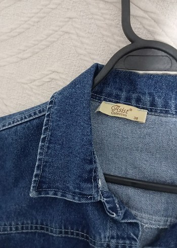 38 Beden mavi Renk Düğmeli Mavi Kadın Denim Ceket