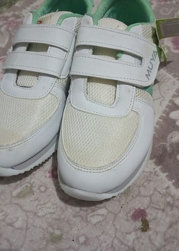 Beyaz Pastel Kadın Spor Ayakkabı Cırt Cırtlı - Görsel 2