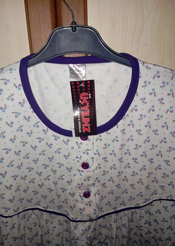 Uzun Kollu Beyaz Emzirme Sabahlığı - Görsel 3