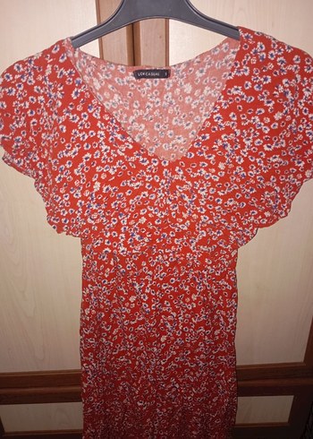 Kırmızı V Yaka Midi Bohem Elbise - Görsel 2