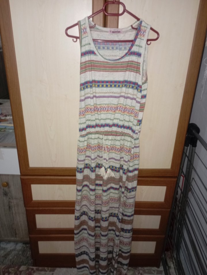 Kadın Bohem Çok Renkli Uzun Örgü Elbise - Görsel 3