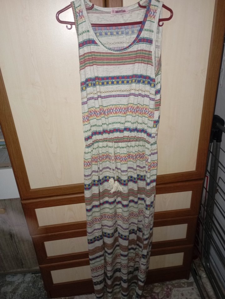 Kadın Bohem Çok Renkli Uzun Örgü Elbise - Görsel 2
