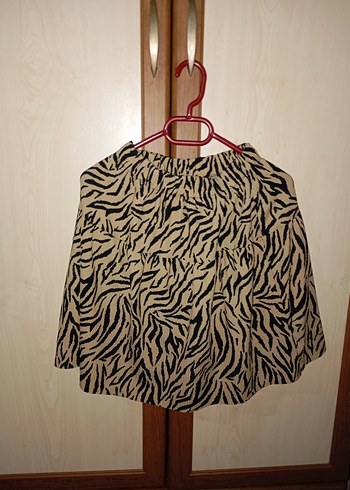 Kahverengi Zebra Desenli Mini Pilili Etek - Görsel 2