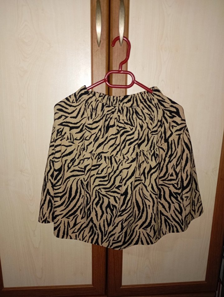 Kahverengi Zebra Desenli Mini Pilili Etek - Görsel 2