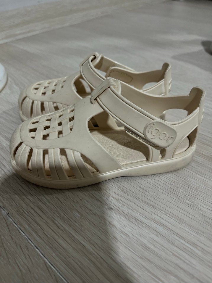 Kız Çocuk  bej Tokalı Sandalet - Görsel 4