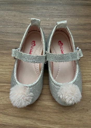 Kız Çocuk  simli Gri Kürklü Babet Ayakkabı - Görsel 3