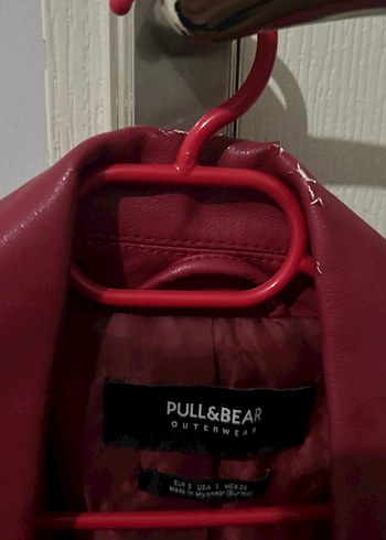 Bordo Deri Kemerli Biker Ceket - Görsel 3