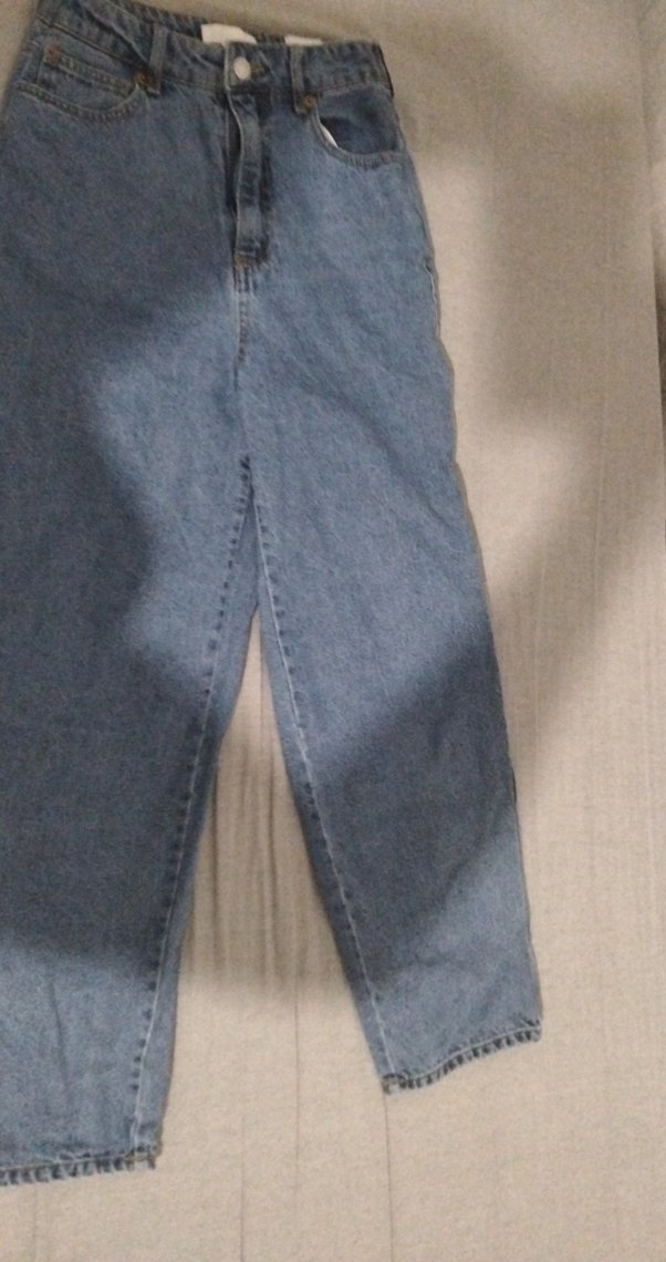 Gri Mavi Midi Boy Bol Kesim Kadın Kot Pantolon - Görsel 2