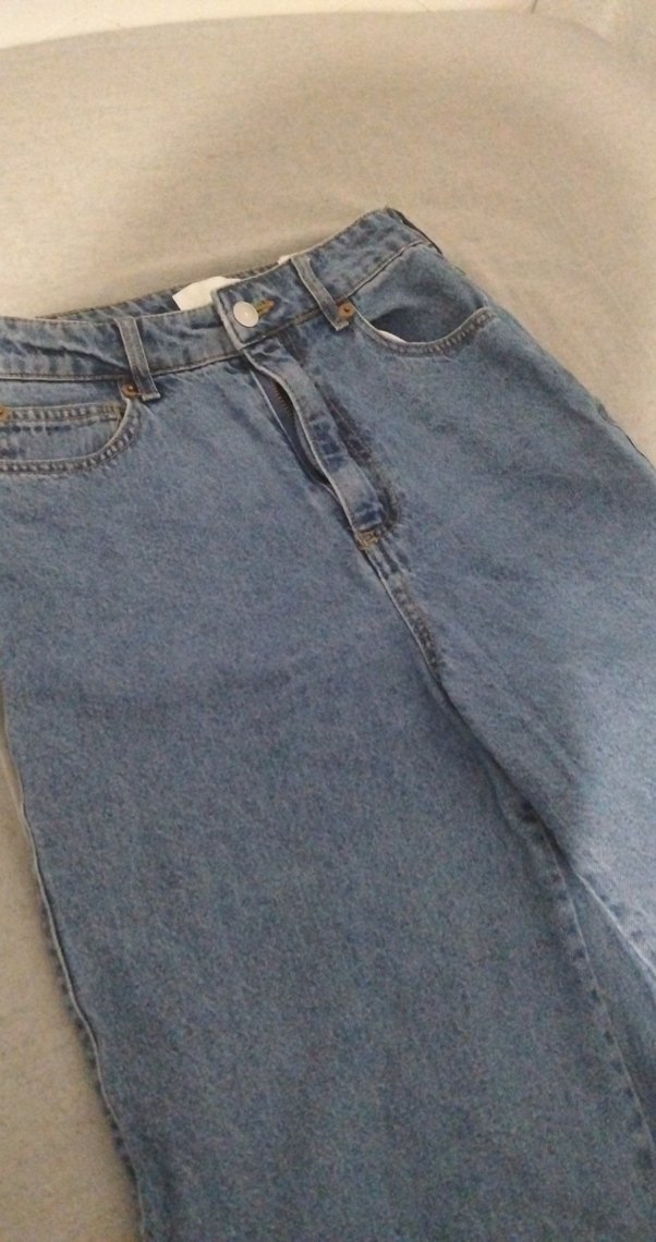 Gri Mavi Midi Boy Bol Kesim Kadın Kot Pantolon - Görsel 3