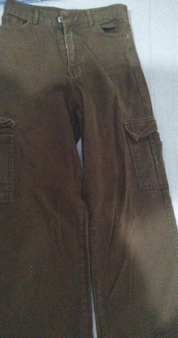 Gri tonlu bol kesim midi kot pantolon - Görsel 3