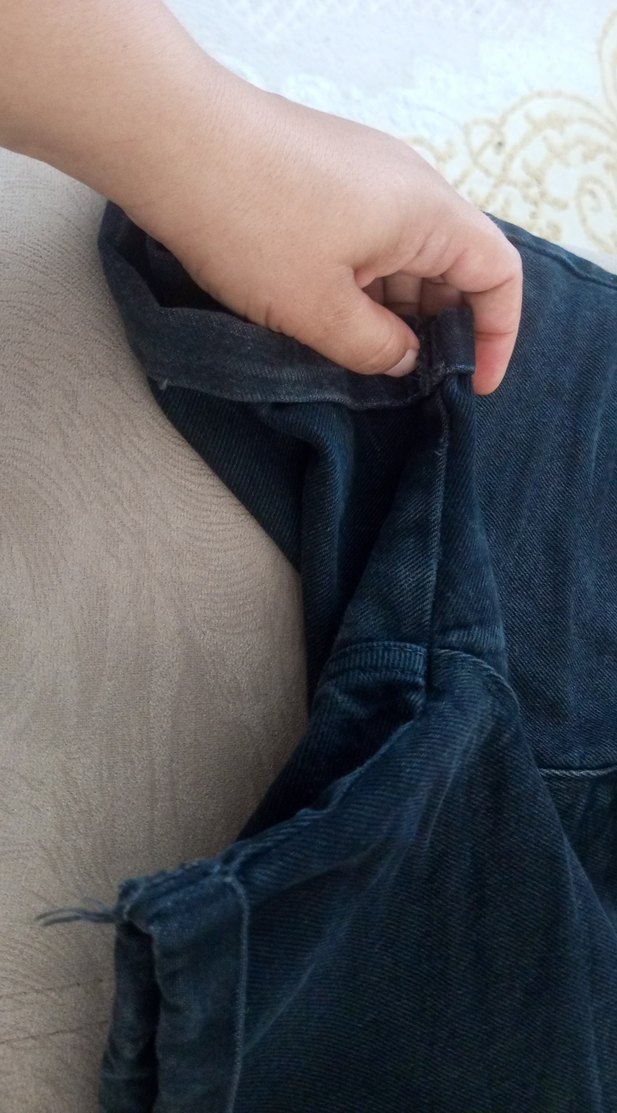 Düğmeli Siyah Mini Denim Şort - Görsel 3