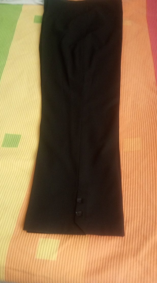 Düğmeli Kadın Kumaş Pantolon, Midi Boy, Bej - Görsel 2