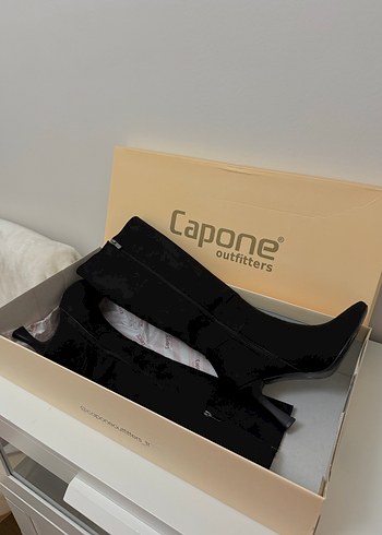 Siyah Süet Dizüstü İnce Topuklu Çizme - Görsel 5