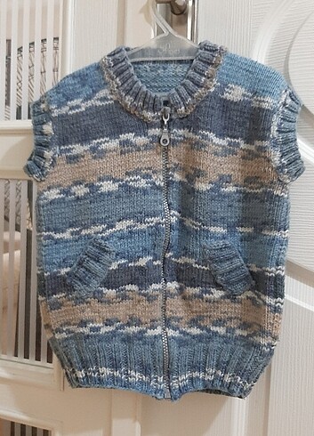 Çocuk el örgüsü yelek - Görsel 2