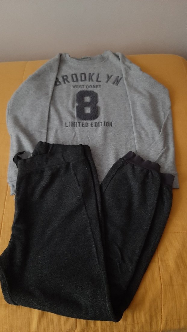 Brooklyn Yazılı Gri Sweatshirt & Siyah Eşofman Altı — görsel 2/5
