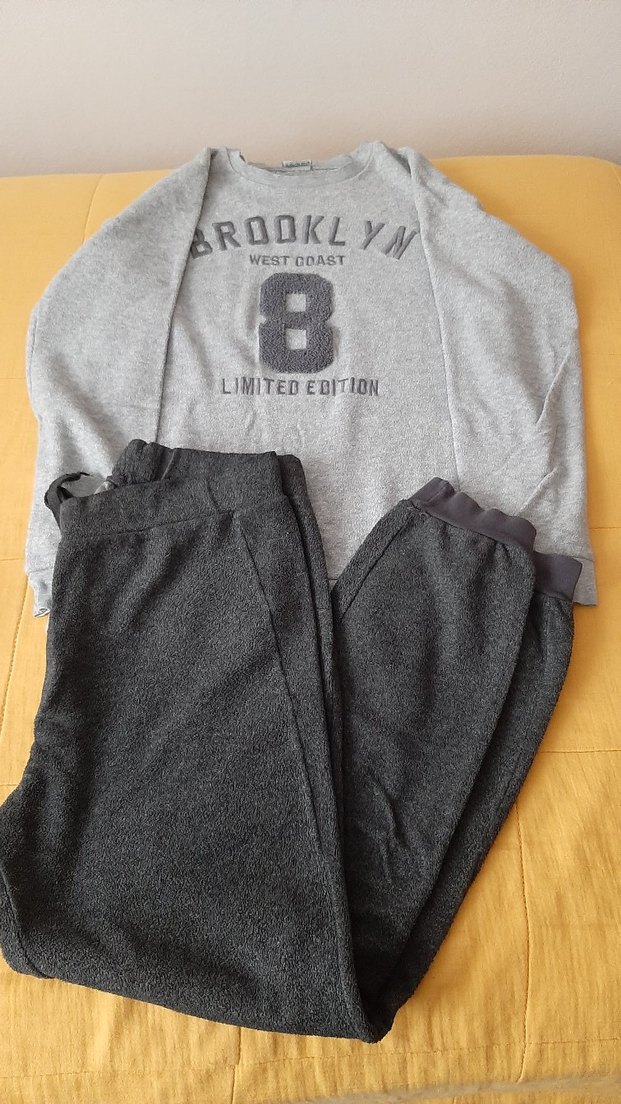 Brooklyn Yazılı Gri Sweatshirt & Siyah Eşofman Altı — görsel 3/5