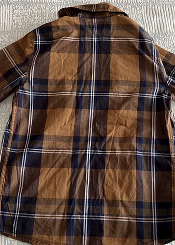 Düğmeli Kahverengi Ekose Erkek Gömlek - Görsel 2