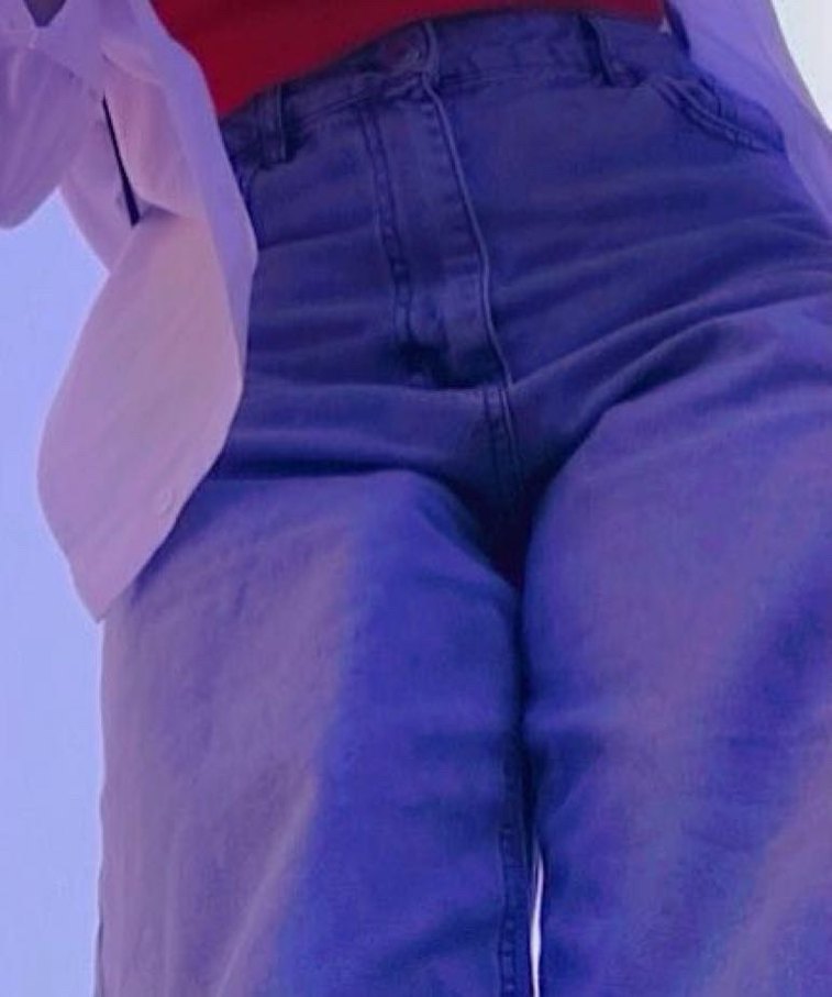 Gri Düğmeli Kadın Bol Kesim Denim Jean - Görsel 3