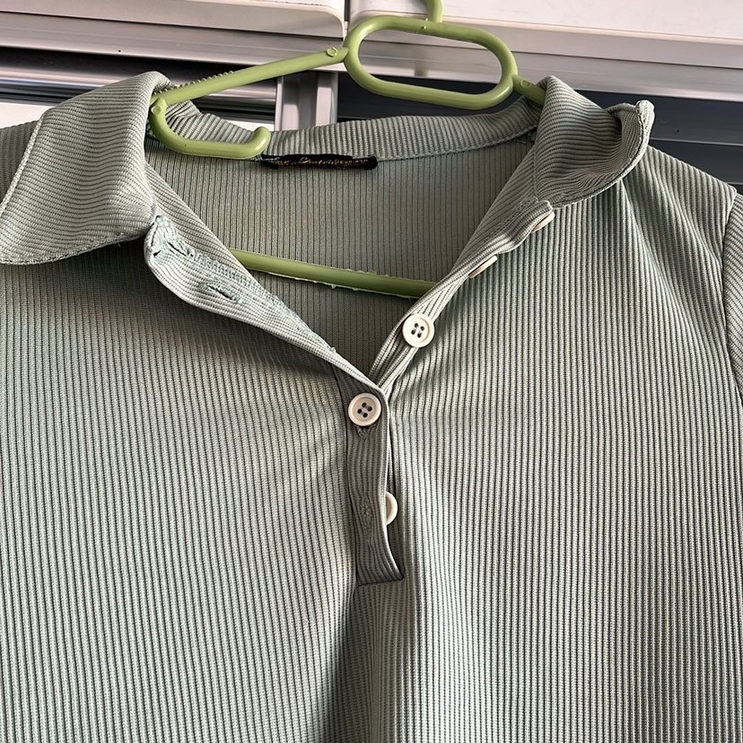 Düğmeli Gri Hamile Bluzu, Uzun Kollu, Midi Boy - Görsel 3