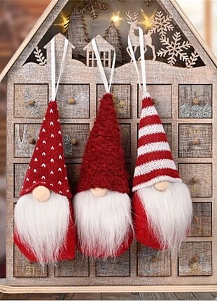 Gnome Orman Cücesi 3lü Cüceler Yılbaşı süsü
