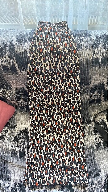 Diğer Beli lastikli leopar pantolon
