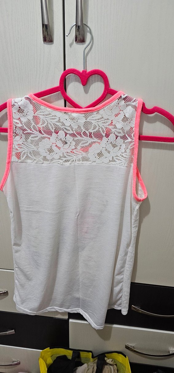 Kız Çocuk Renkli Baskılı Dantelli Askısız Tişört - Görsel 3