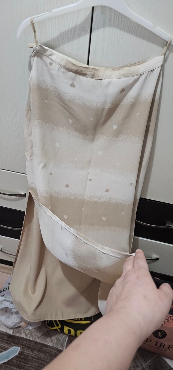 Bej ve Gri Desenli Kadın Etek - Görsel 2