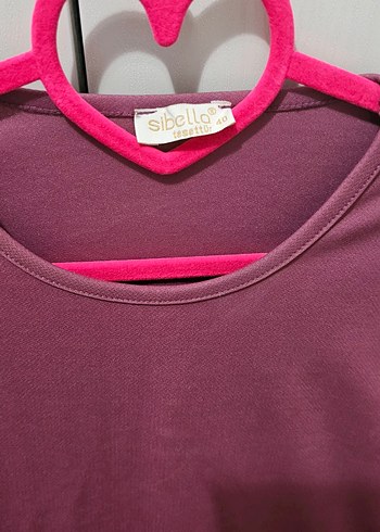 Koyu Kırmızı ve Mor Uzun Kollu Kadın Elbise - Görsel 4