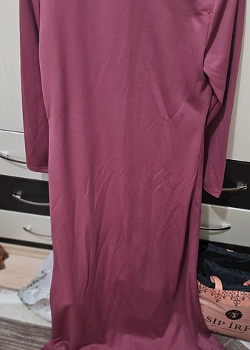 Koyu Kırmızı ve Mor Uzun Kollu Kadın Elbise - Görsel 5