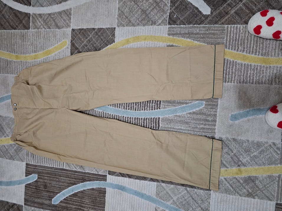 Bej Düğmeli Erkek Pijama Üstü, Uzun Kollu 56 beden - Görsel 2