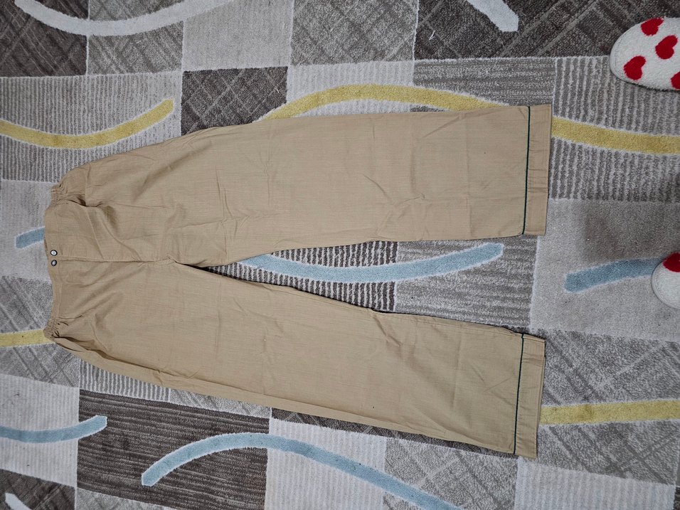 Bej Düğmeli Erkek Pijama Üstü, Uzun Kollu 56 beden - Görsel 4