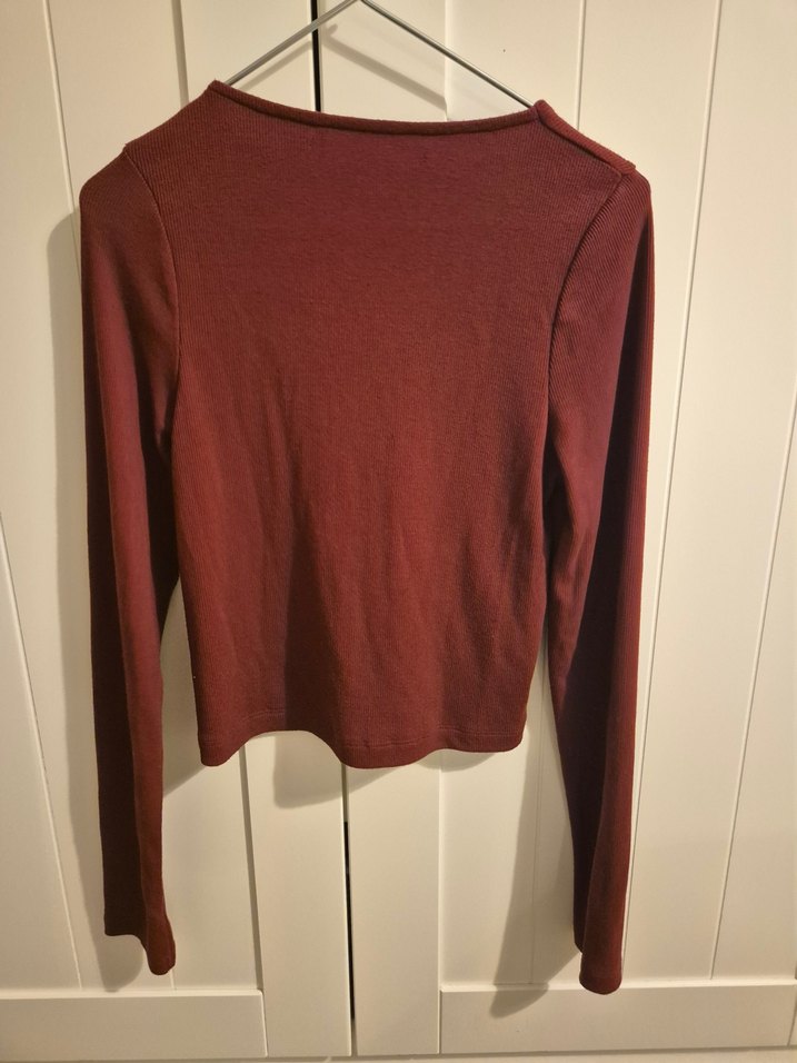 Bordo V Yaka Kadın Triko Kazak - Görsel 2