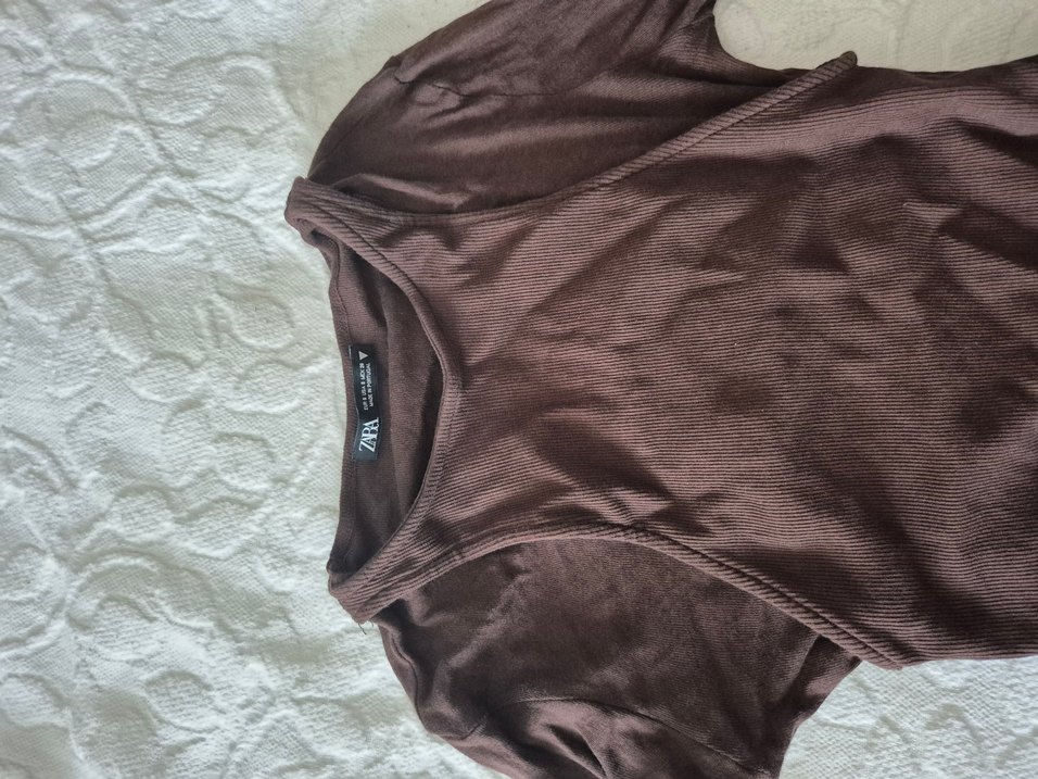 Kahverengi Çift kat Kadın Uzun Kollu Bluz - Görsel 3