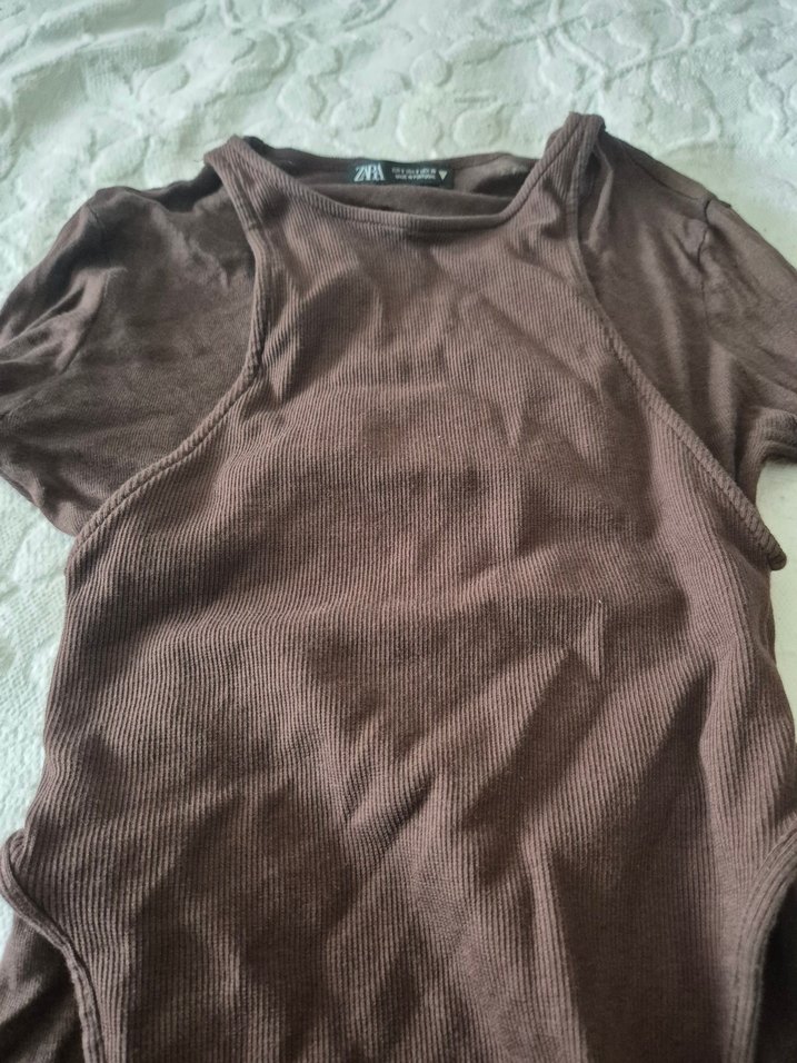 Kahverengi Çift kat Kadın Uzun Kollu Bluz - Görsel 2