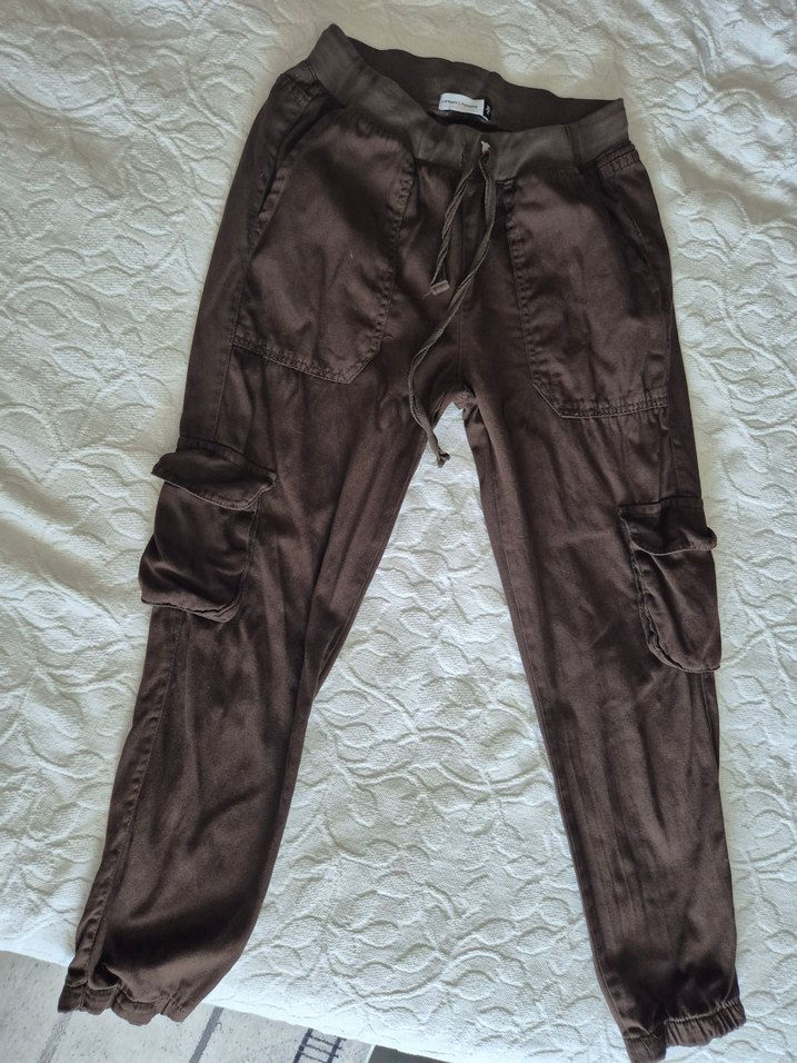 Kahverengi Kadın kargo model esnek Pantolon-Eşofman - Görsel 2