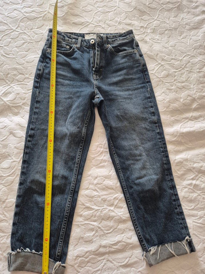 Kadın Gri Denim Midi Kot Pantolon - Görsel 3