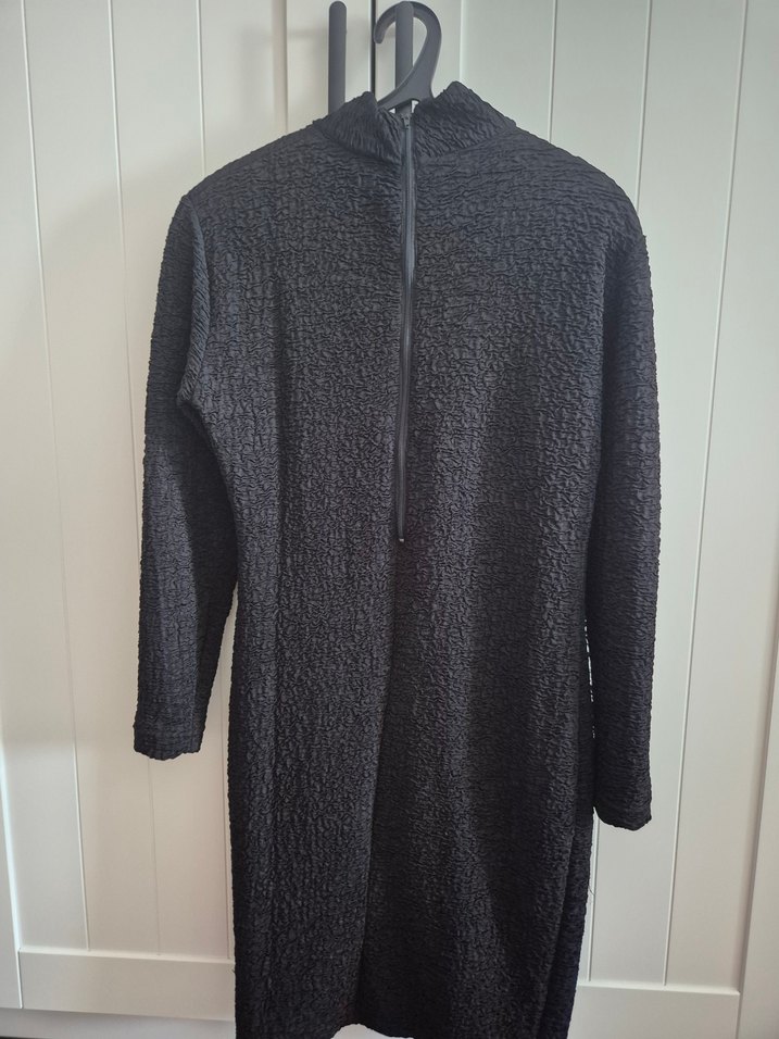 Kadın Siyah Uzun Kollu Triko Elbise - Görsel 3