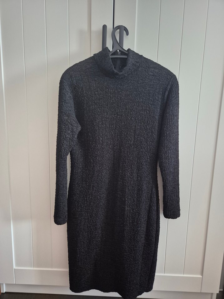 Kadın Siyah Uzun Kollu Triko Elbise - Görsel 2