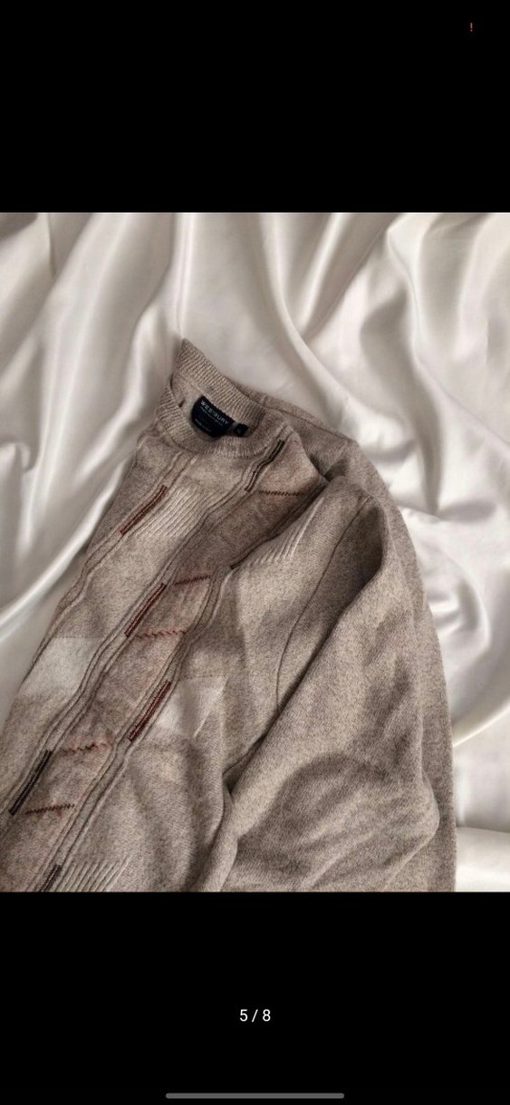 Vintage Bej Triko Kadın Bisiklet Yaka Salaş Kazak - Görsel 5