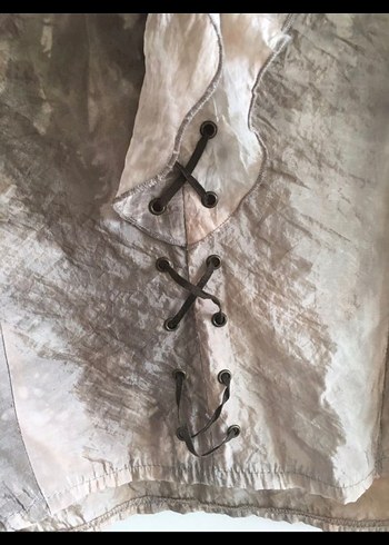 Vintage Düğmeli Bej Kadın Gömlek - Görsel 7