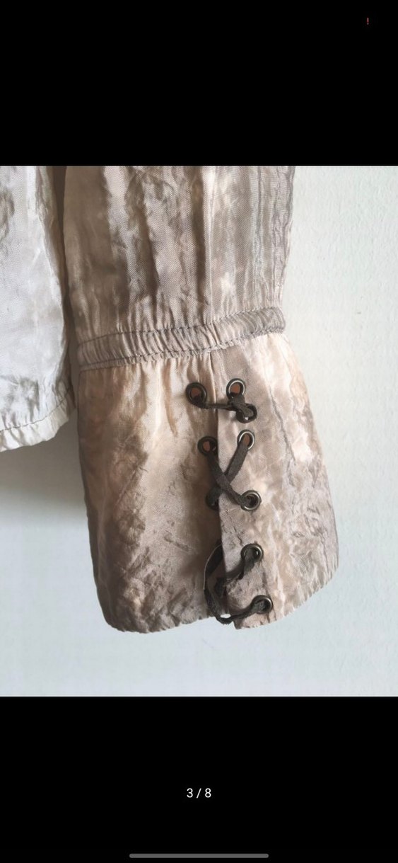 Vintage Düğmeli Bej Kadın Gömlek - Görsel 3