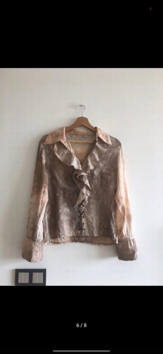 Vintage Düğmeli Bej Kadın Gömlek - Görsel 5